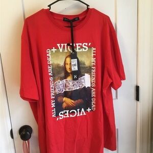 Hudson Outerwear Red Graphic Mona Lisa T-Shirt Size 3X NWT